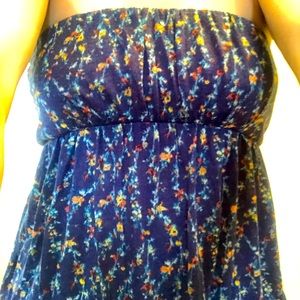 Free People floral strapless top